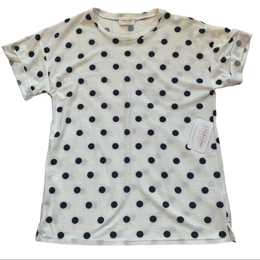 Orange Creek Navy Polka Dot Blouse Medium